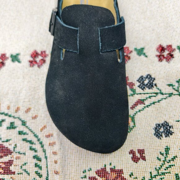 NWT Women's Black Suede Birkenstock Boston Shoes - Narrow Fit - Picture 6 of 7